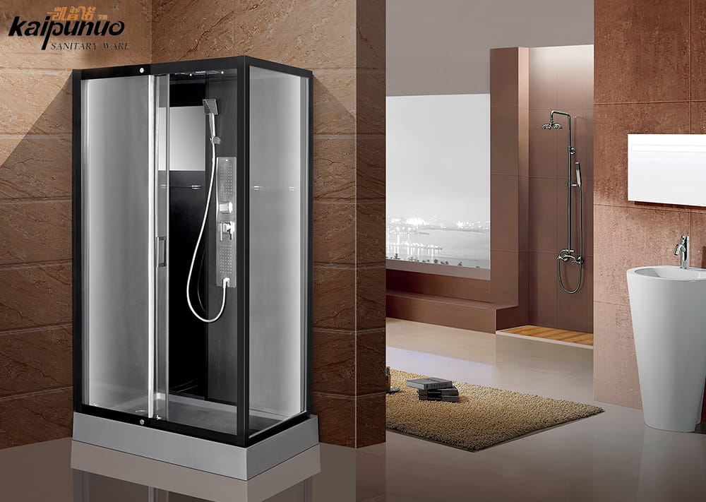 Meilleur prix salle de bain facile à installer coin noir encadré porte coulissante en verre cabine de douche