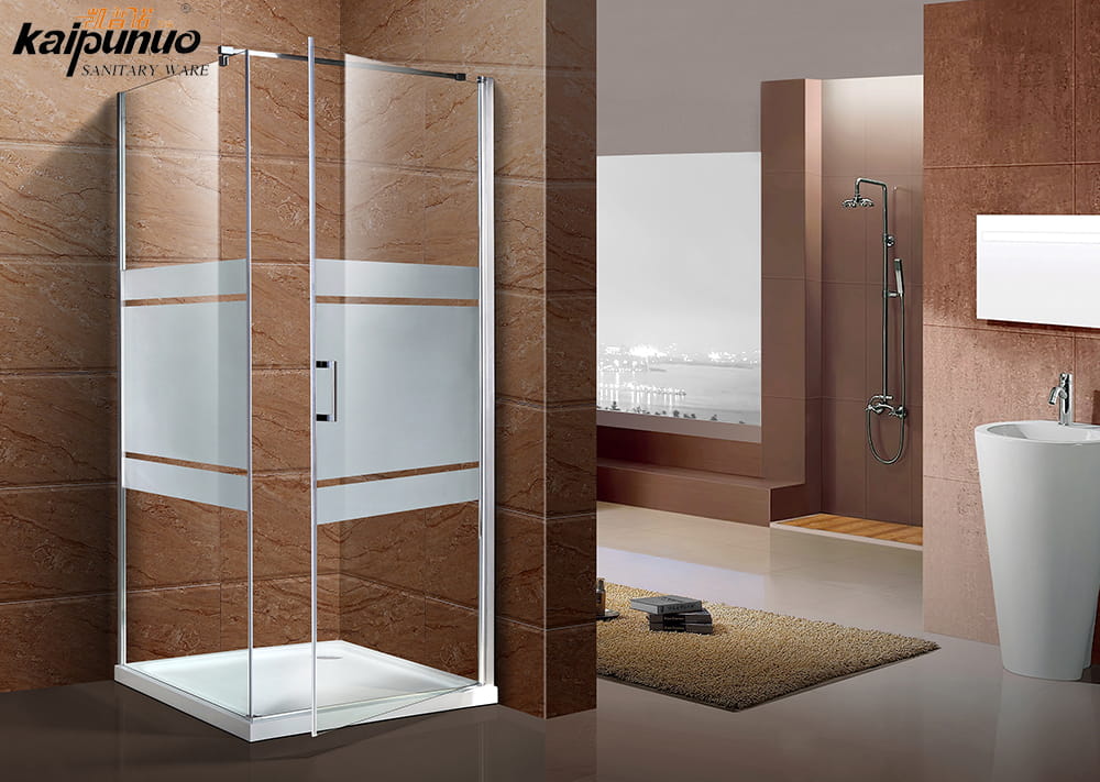 Fabrication de cabine de douche en verre trempé d'impression en soie carrée bon marché à chaud