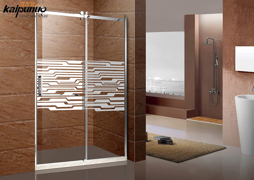 Porte coulissante d'écran de douche en verre trempé d'impression en soie de profil encadré par aluminium de pièce humide
