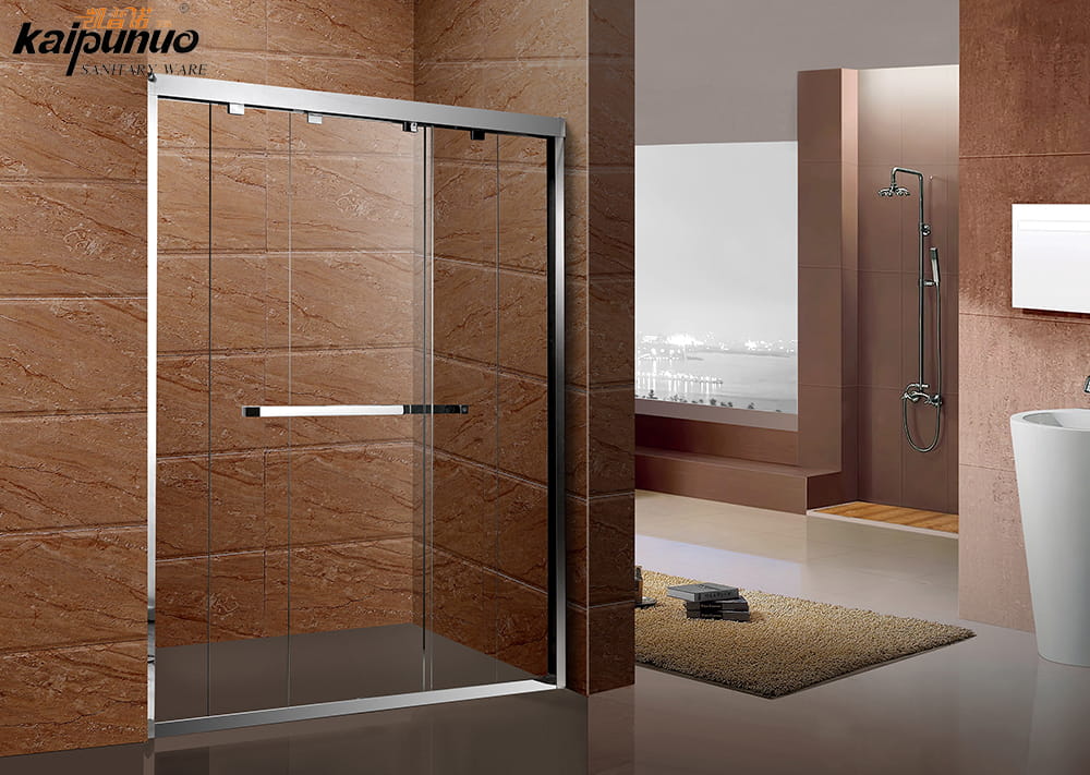 Paroi de douche cabine de bain en verre trempé salle de bain avec double portes coulissantes
